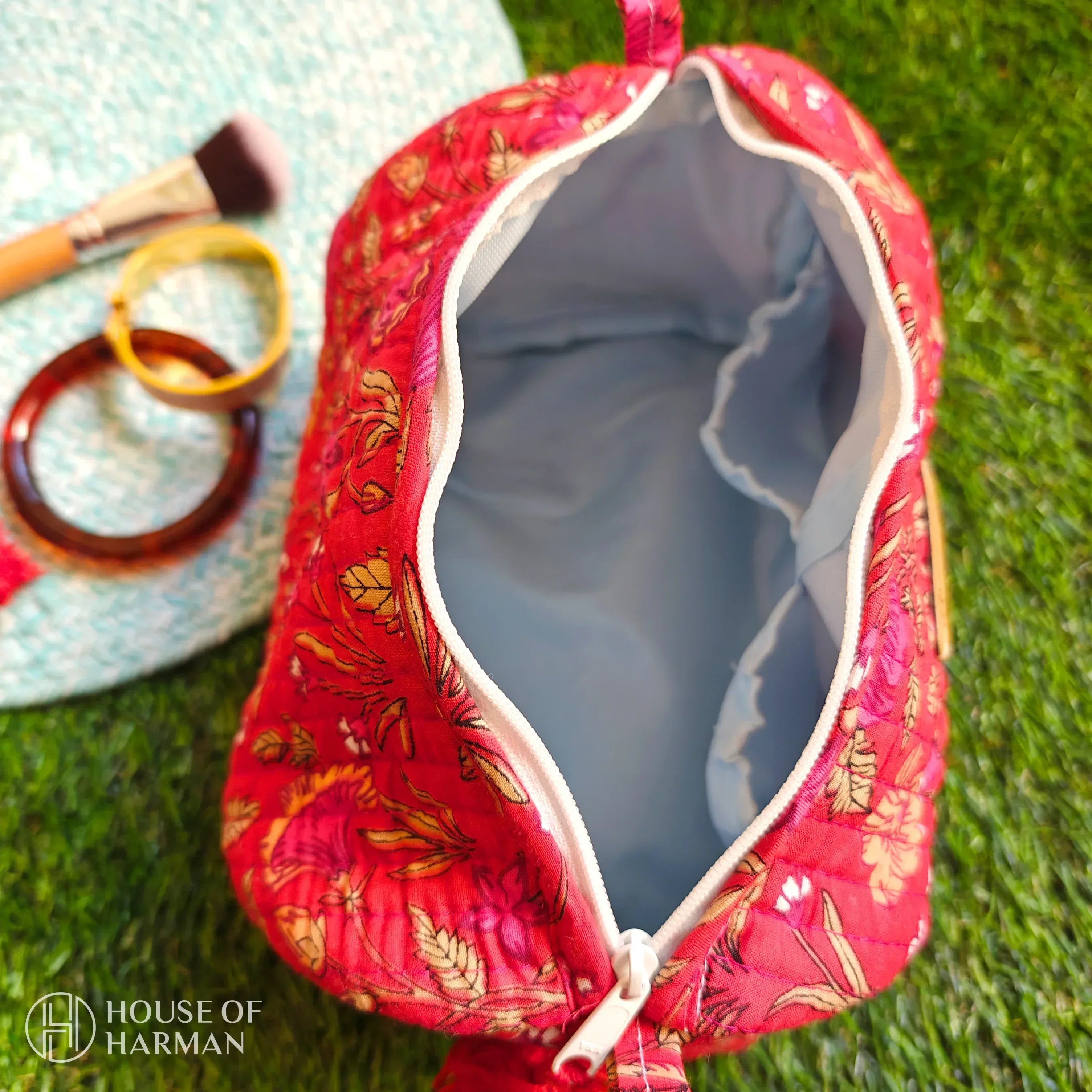 Multipurpose Pouches- Set of Three I Waterproof Lining I Four Mini Pockets Inside - HOUSE OF HARMAN