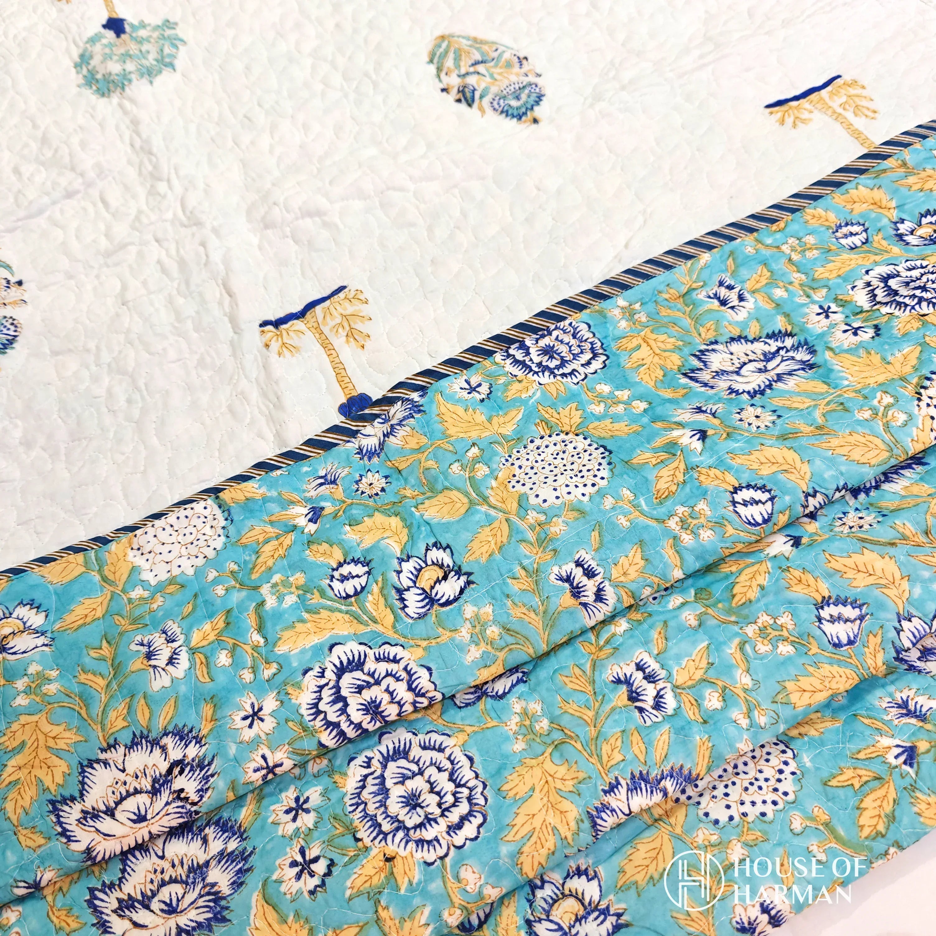 Turquoise Blossom Dream Bedcover - HOUSE OF HARMAN