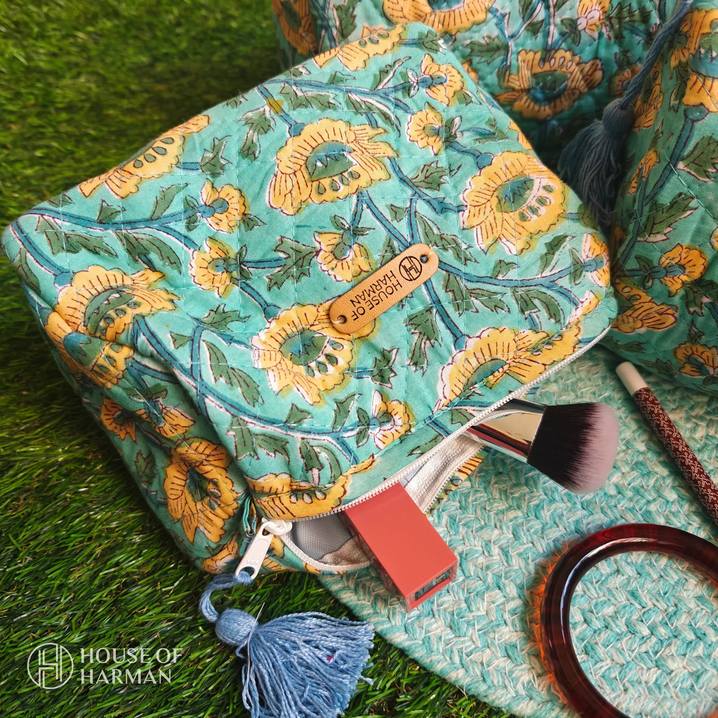 Multipurpose Pouches- Set of Three I Waterproof Lining I Four Mini Pockets Inside - HOUSE OF HARMAN