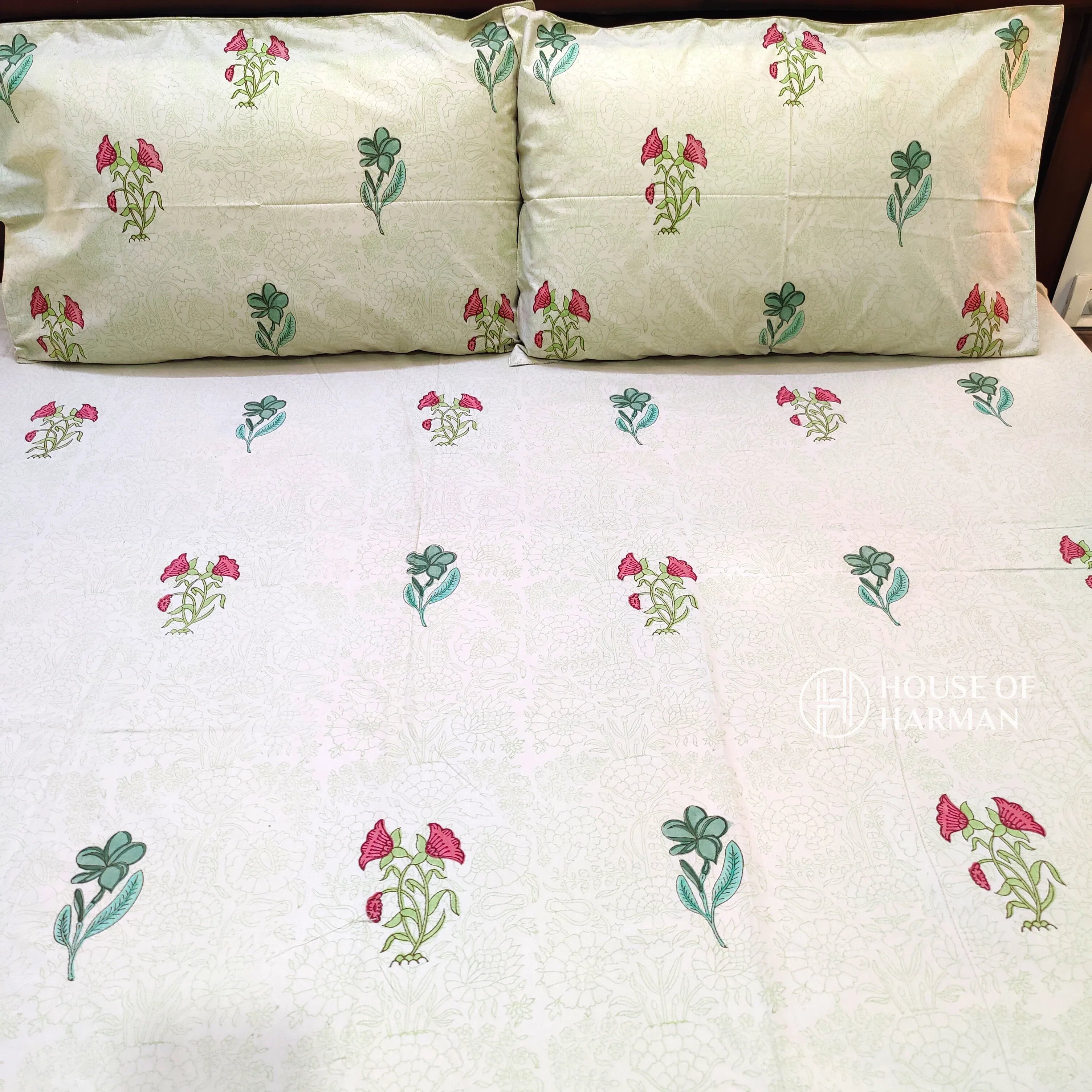 Sand Floral Whisper Bedsheet - HOUSE OF HARMAN