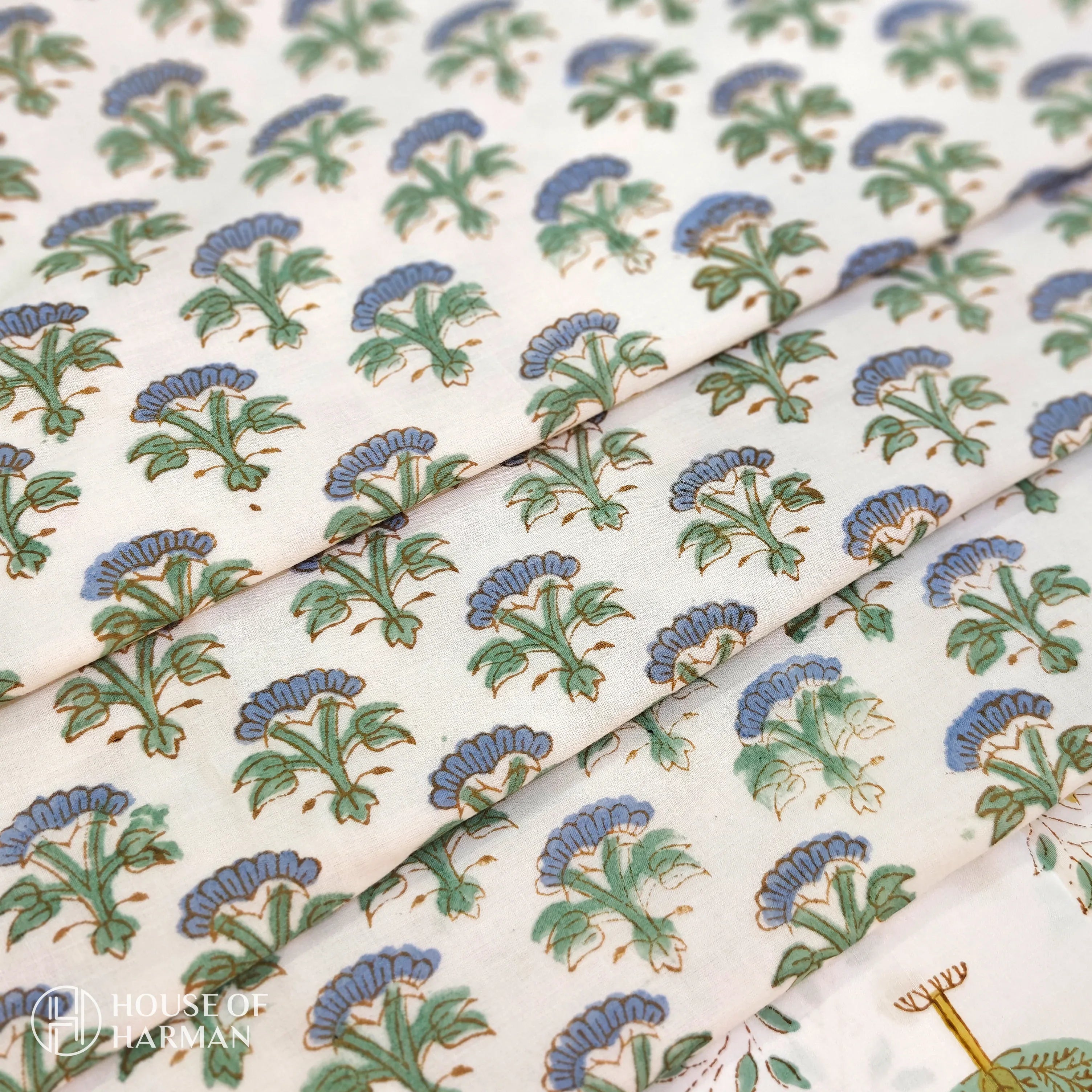 Sapphire Pine Floral Jaal Dohar - HOUSE OF HARMAN