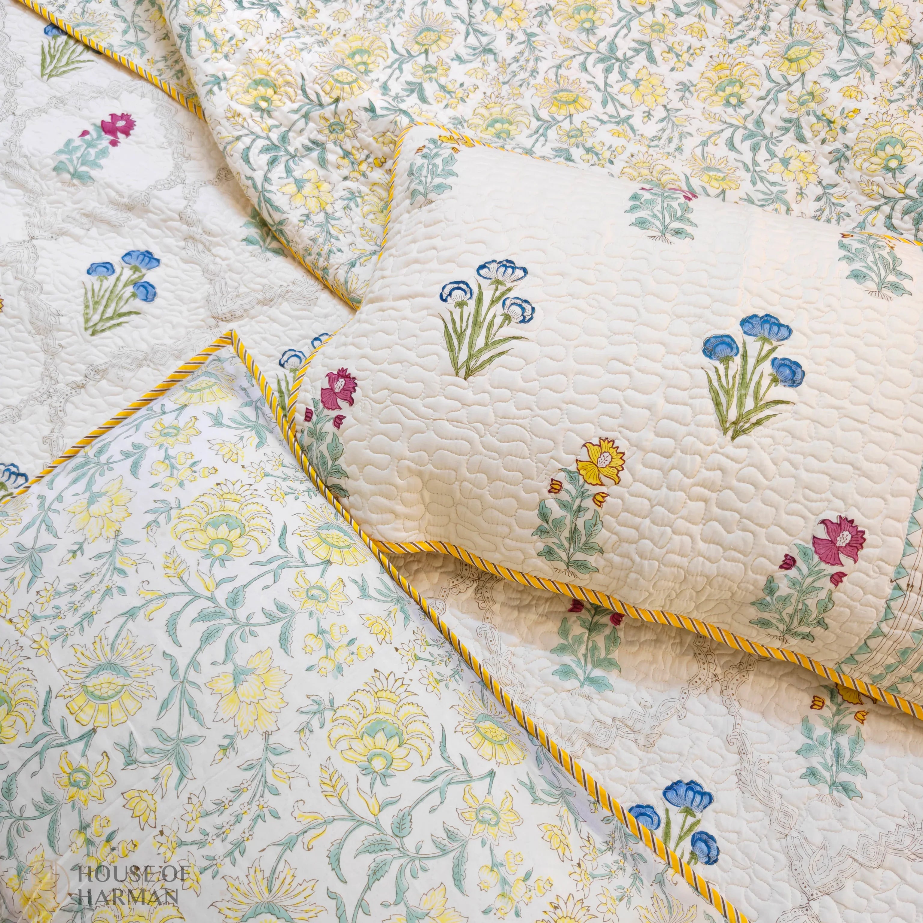 Morning Garden Bloom Bedcover (Beige Base Color)