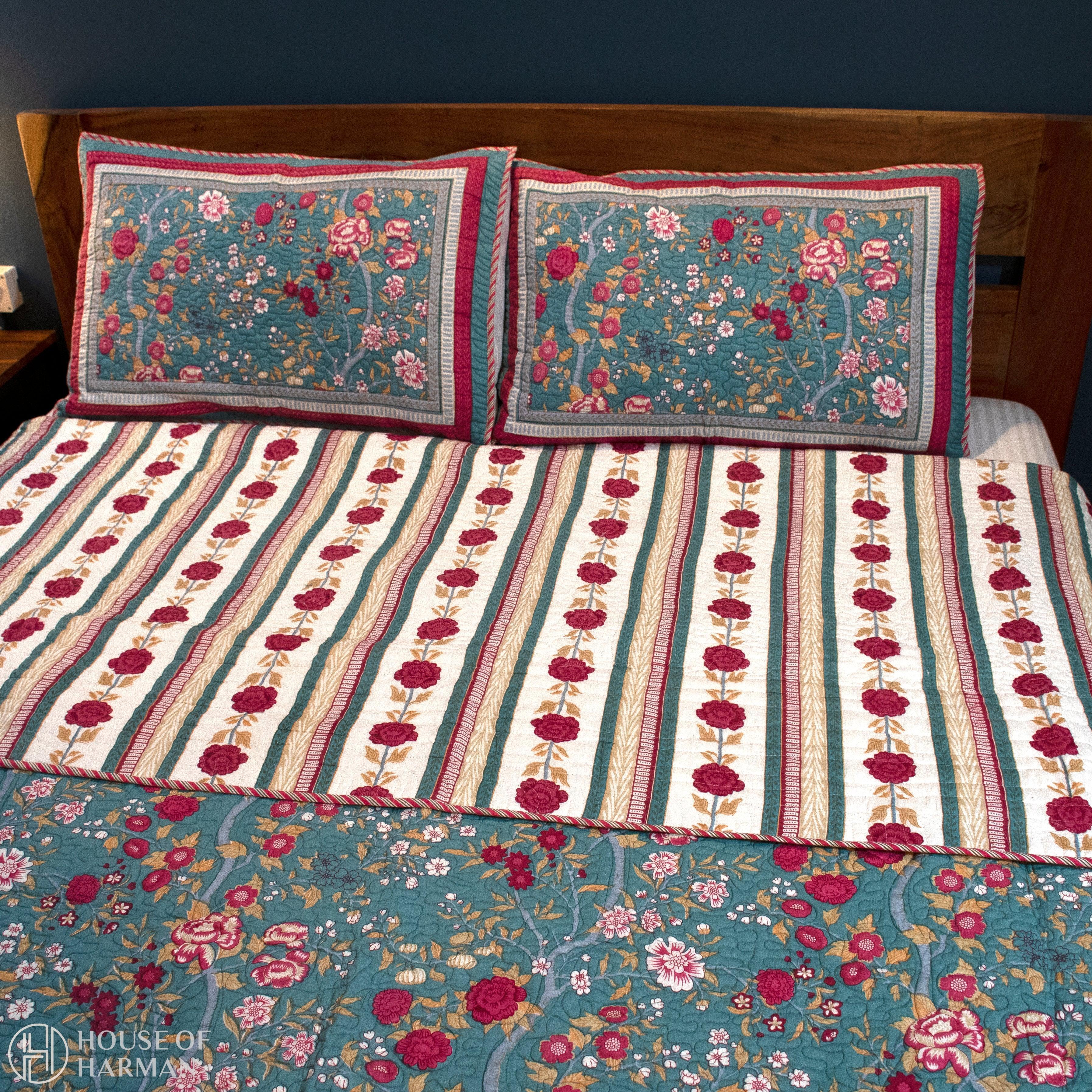 Persian Bloom Bedcover - Set of 3 - HOUSE OF HARMAN