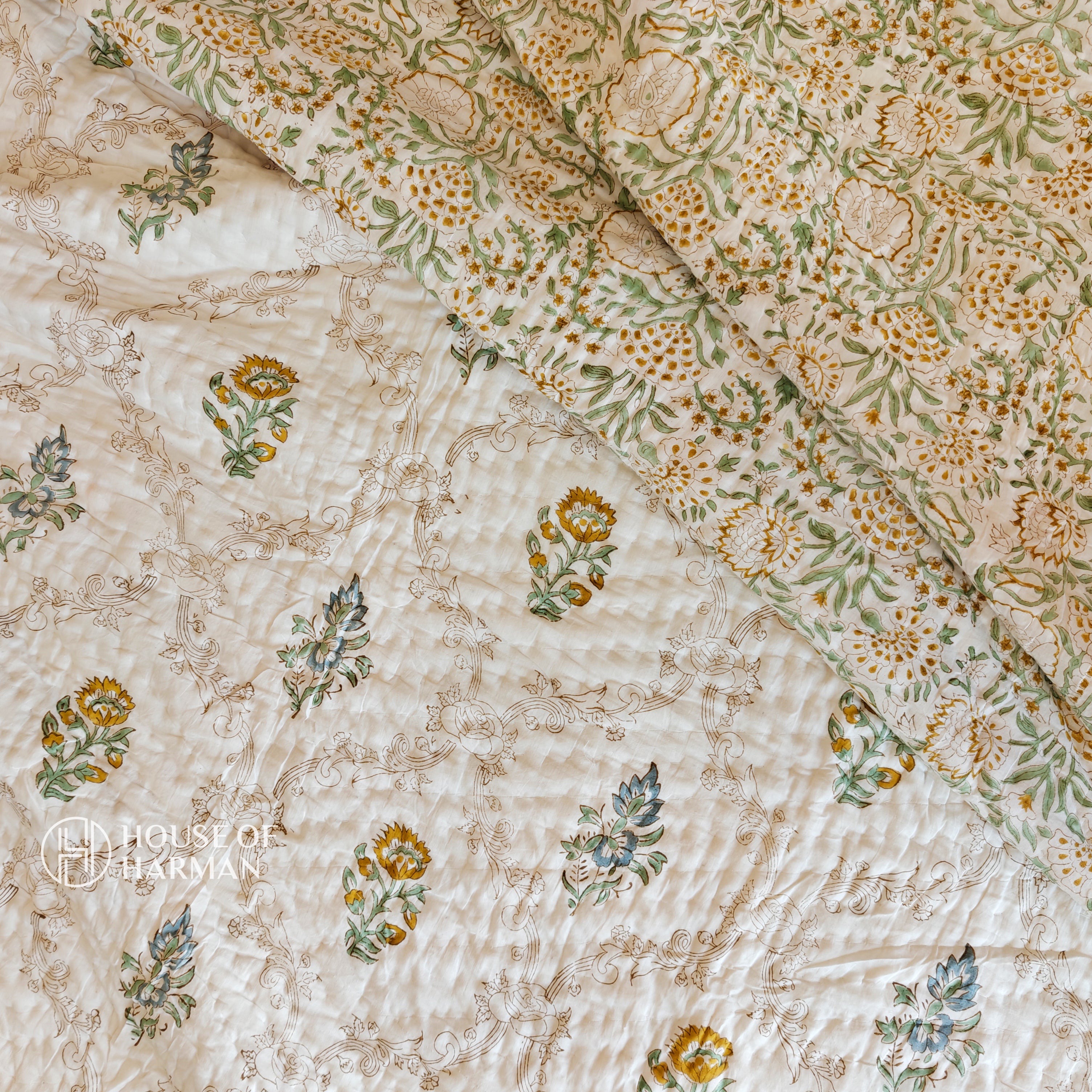 Ethereal Blooms Harmony Bedsheet and Quilt