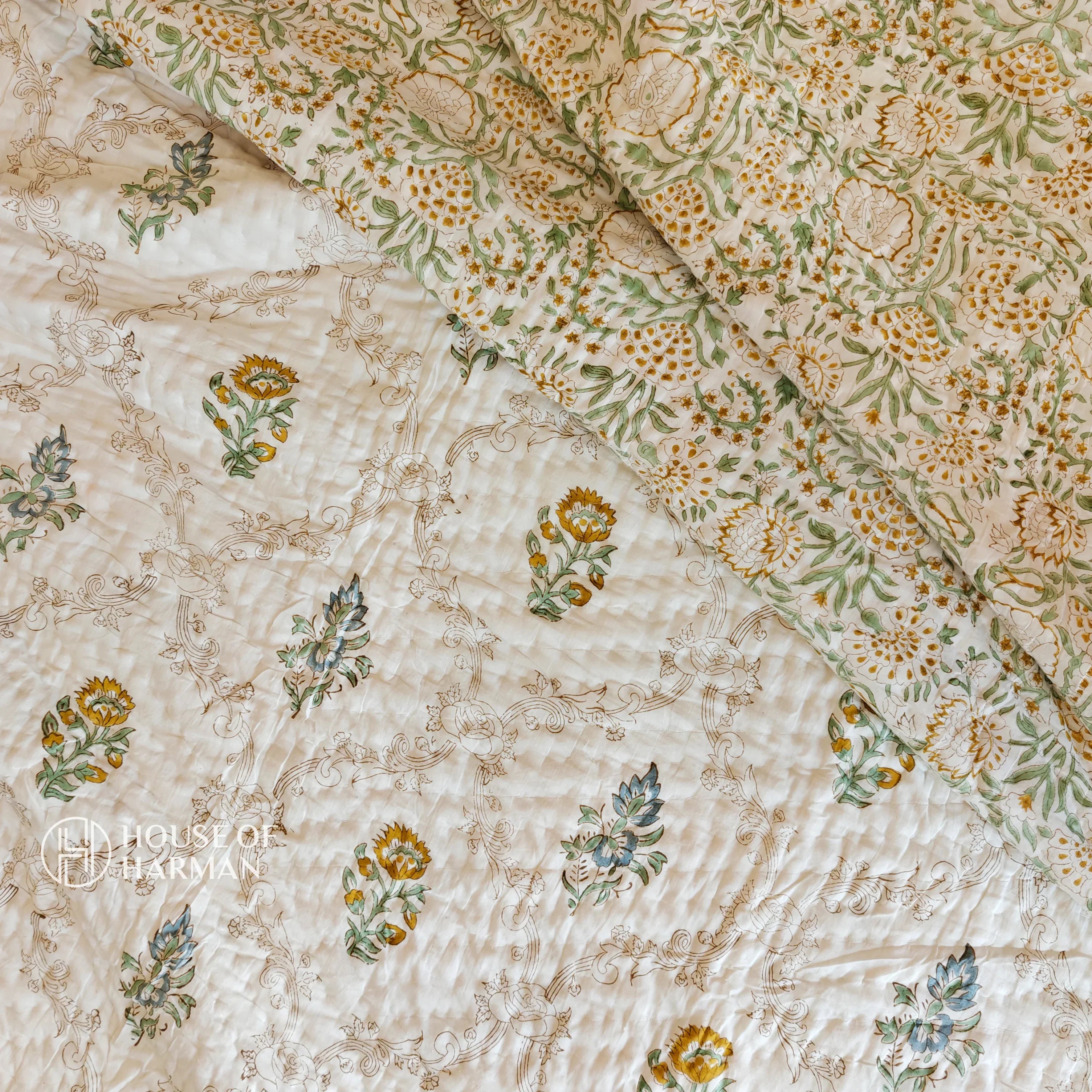 Ethereal Blooms Harmony Bedsheet and Quilt - HOUSE OF HARMAN