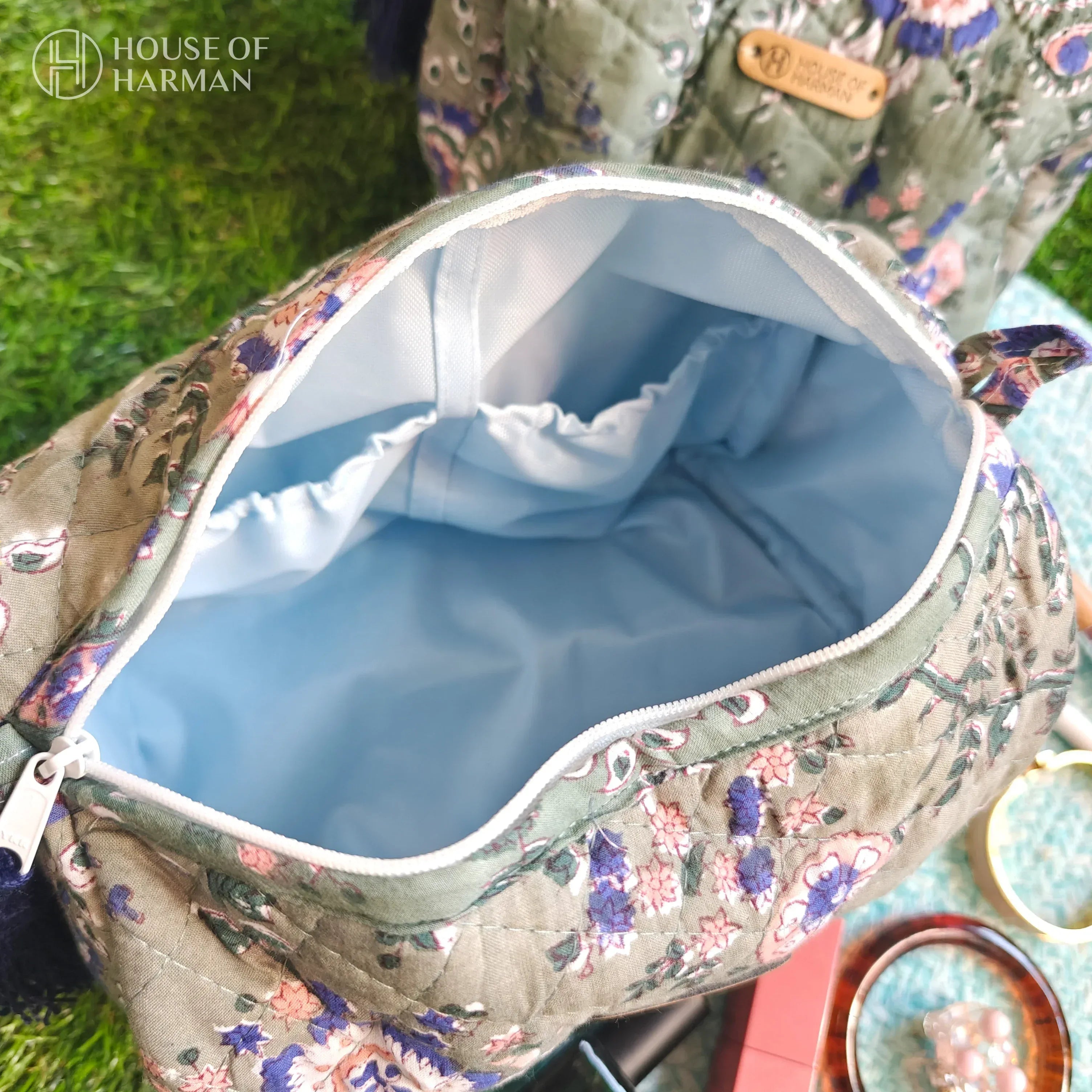 Multipurpose Pouches- Set of Three I Waterproof Lining I Four Mini Pockets Inside - HOUSE OF HARMAN