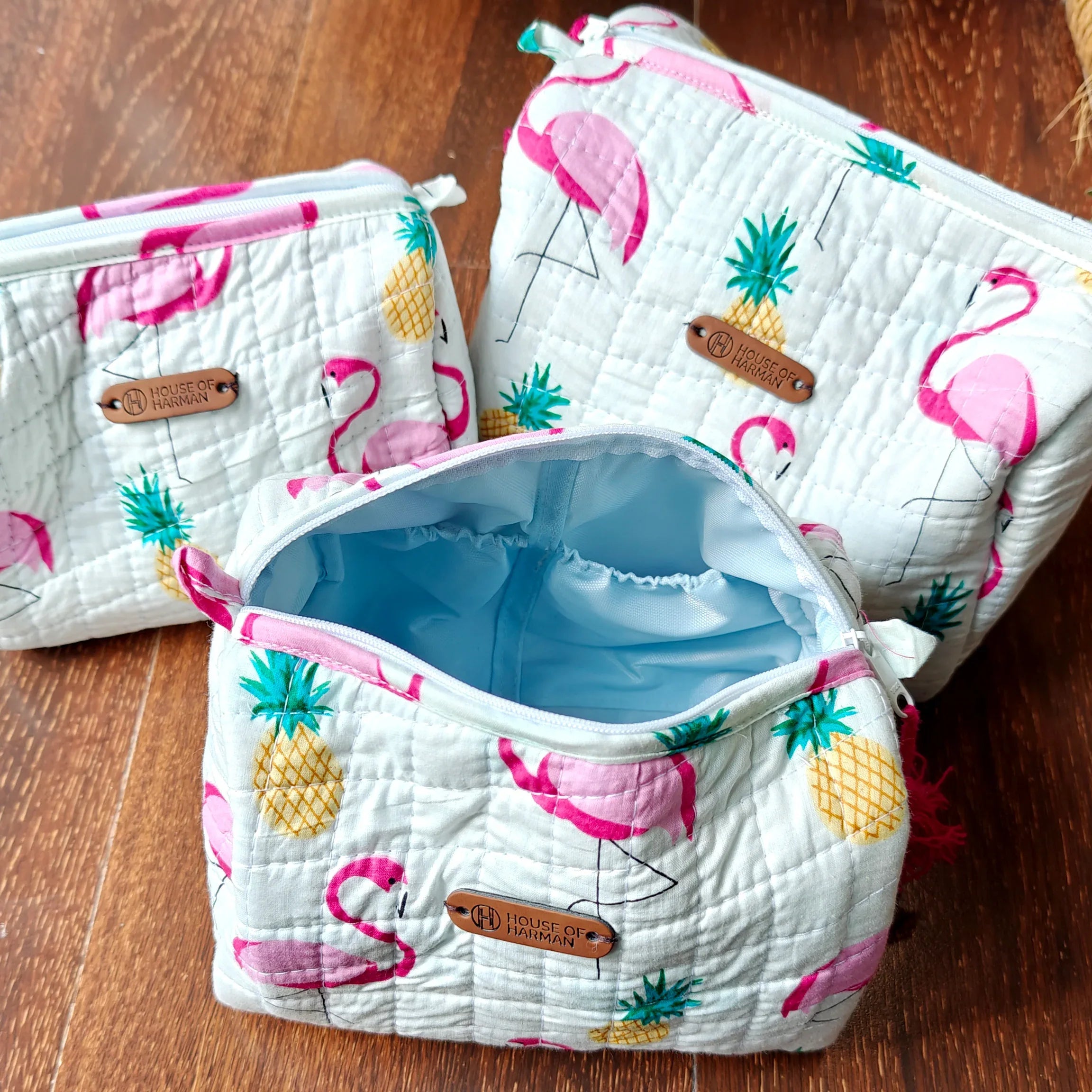 Multipurpose Pouches- Set of Three I Waterproof Lining I Four Mini Pockets Inside - HOUSE OF HARMAN