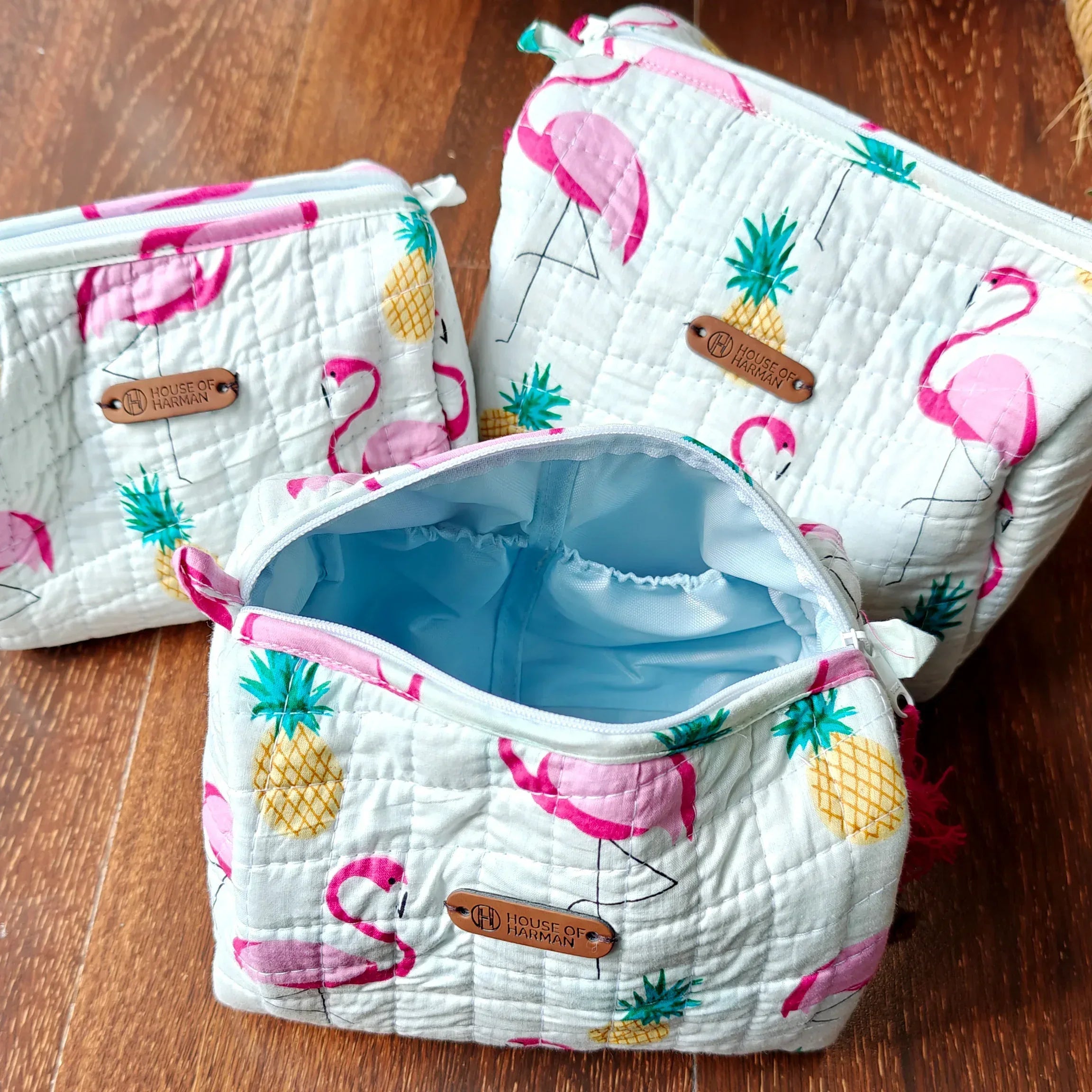 Multipurpose Pouches- Set of Three I Waterproof Lining I Four Mini Pockets Inside - HOUSE OF HARMAN