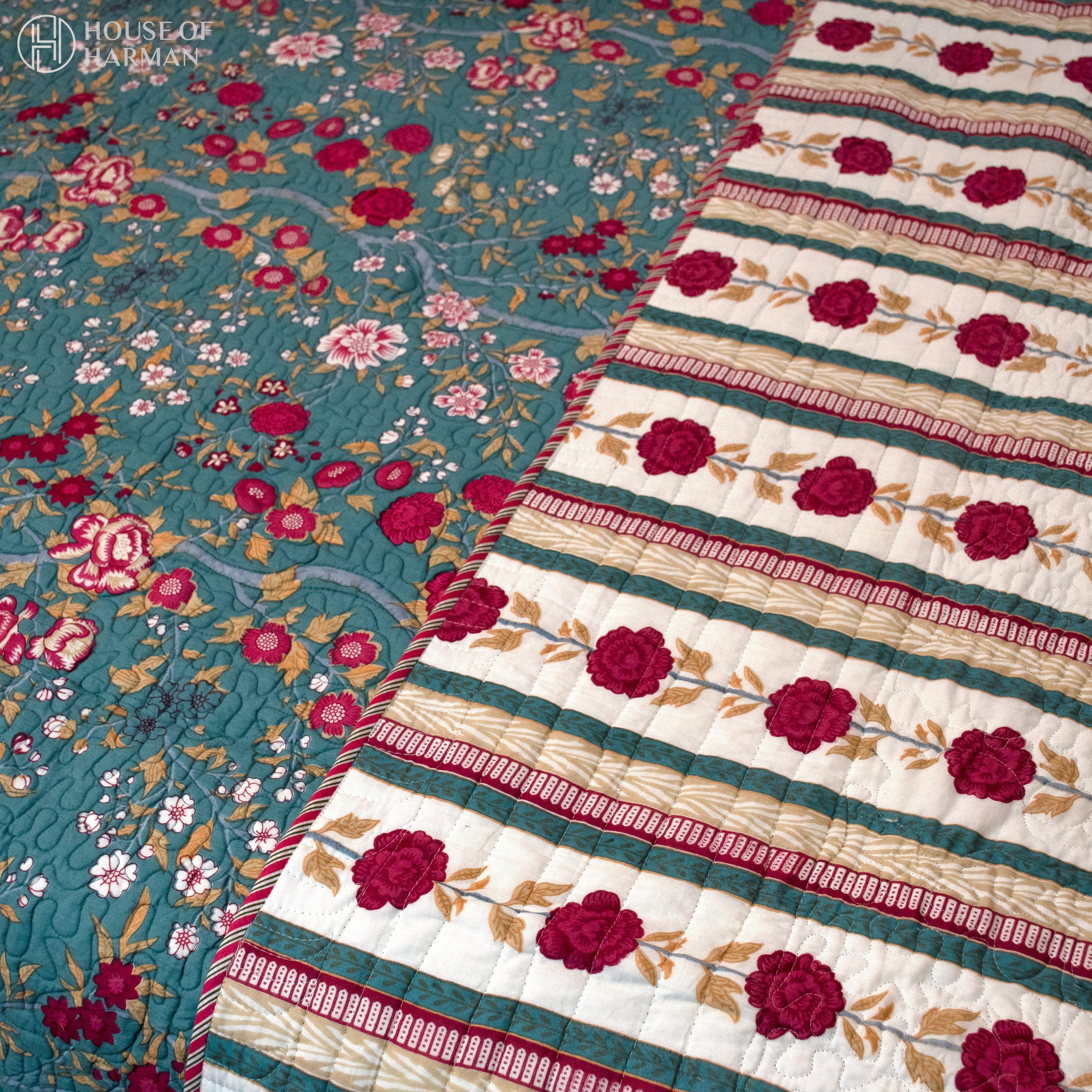 Persian Bloom Bedcover - Set of 3 - HOUSE OF HARMAN