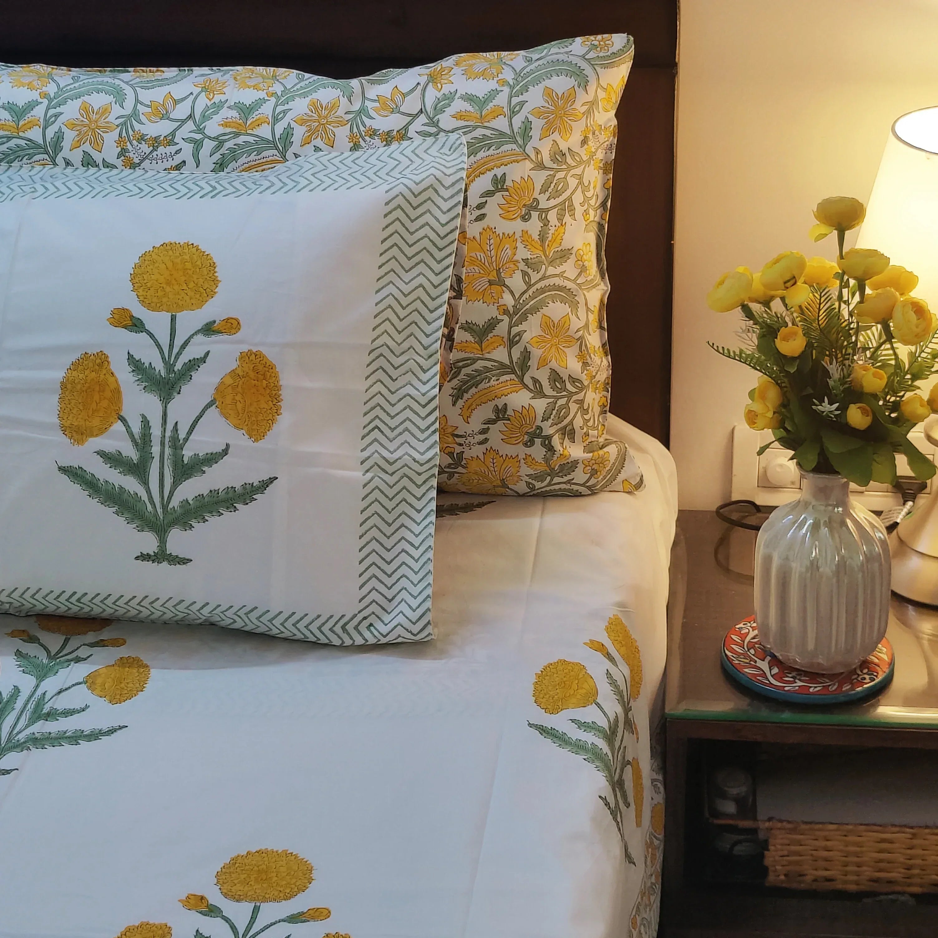 Yellow Wildpoppy Fields Bedsheet and Dohar - HOUSE OF HARMAN