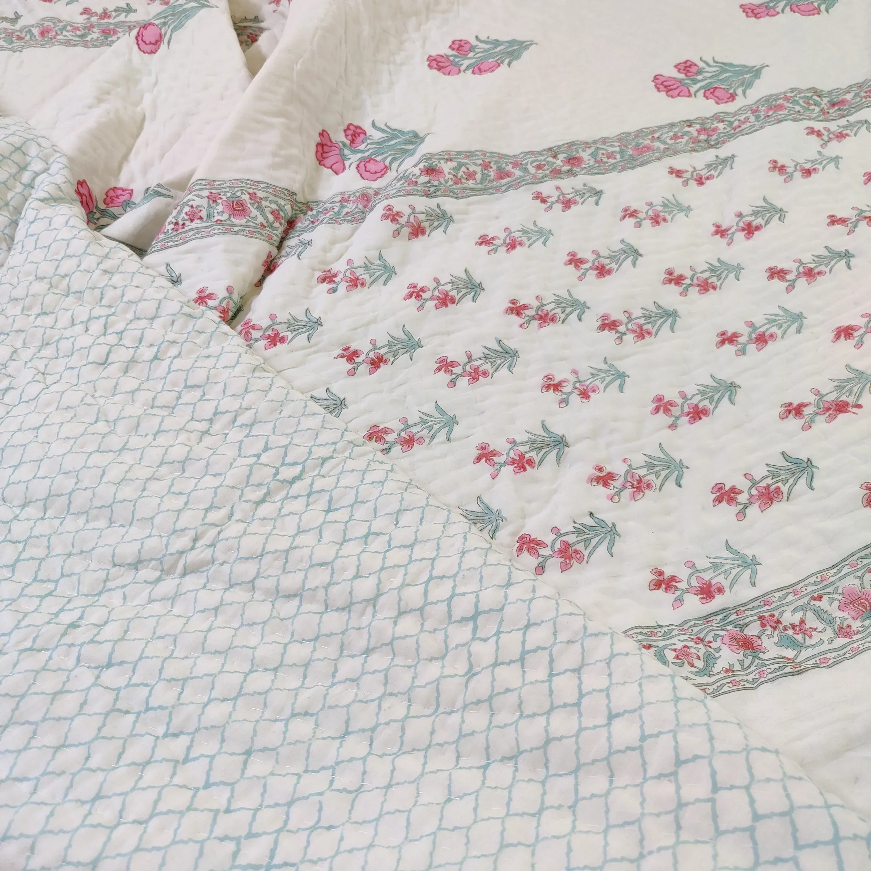 Pink Petal Dreams Bedsheet and Quilt - HOUSE OF HARMAN