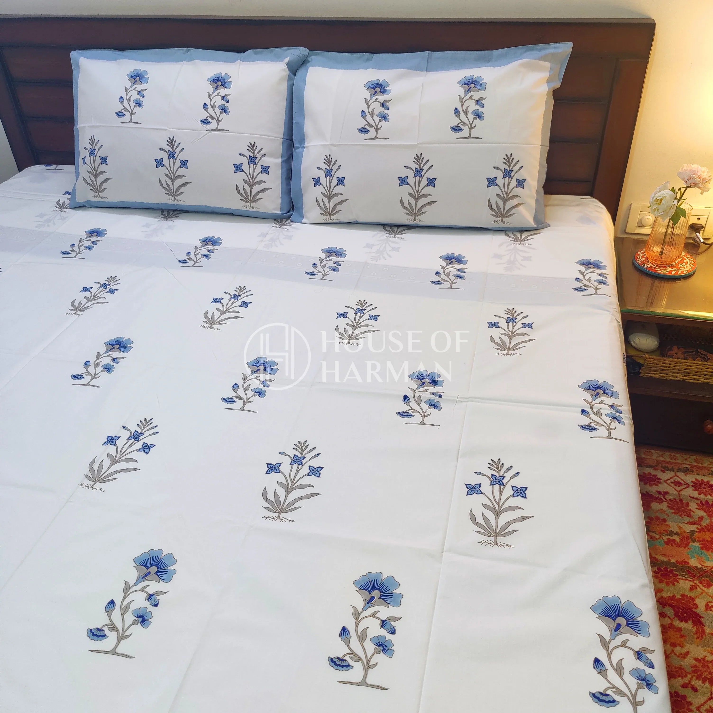 Periwinkle Bloom Haven Bedsheet - HOUSE OF HARMAN
