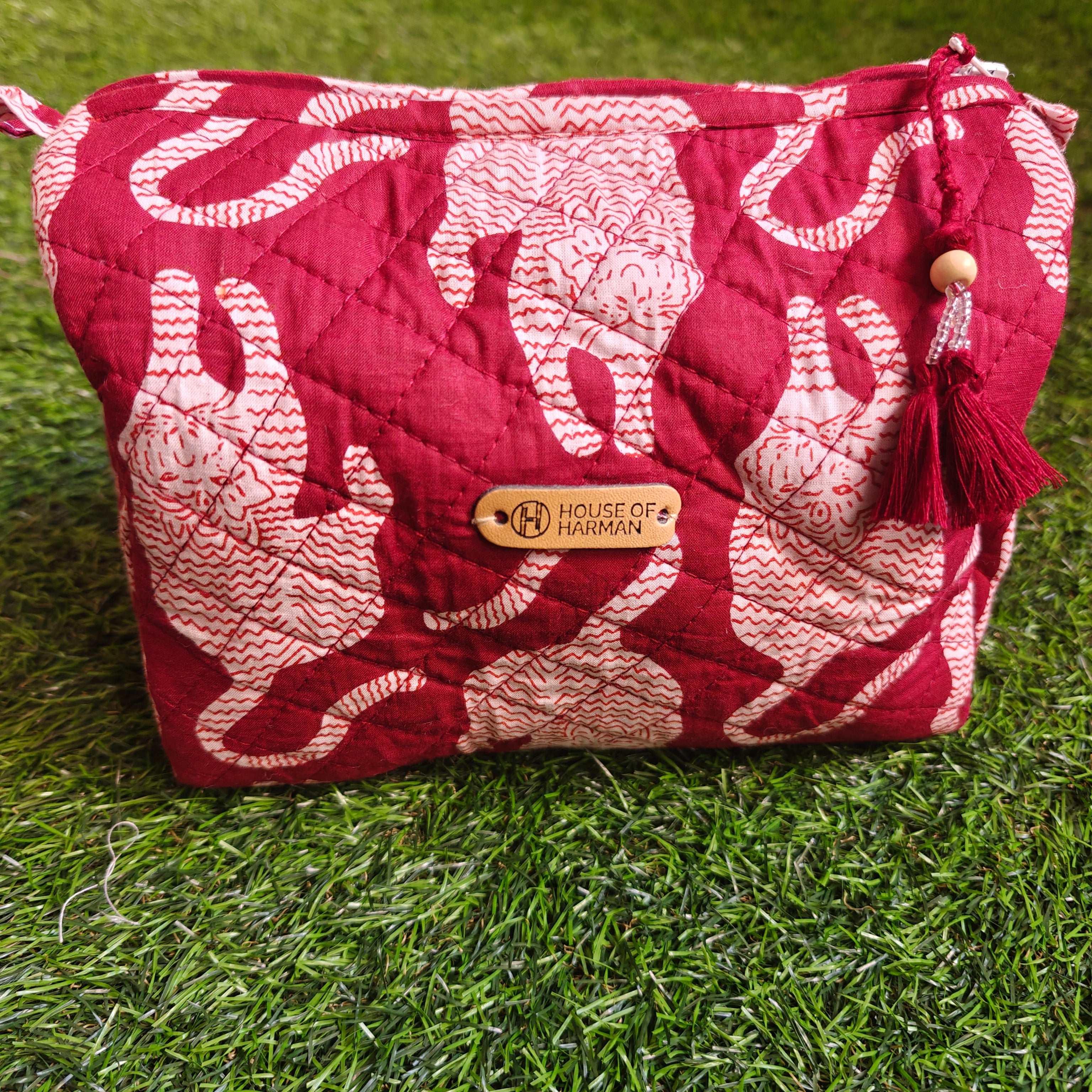 Multipurpose Pouches- Set of Three I Waterproof Lining I Four Mini Pockets Inside - HOUSE OF HARMAN