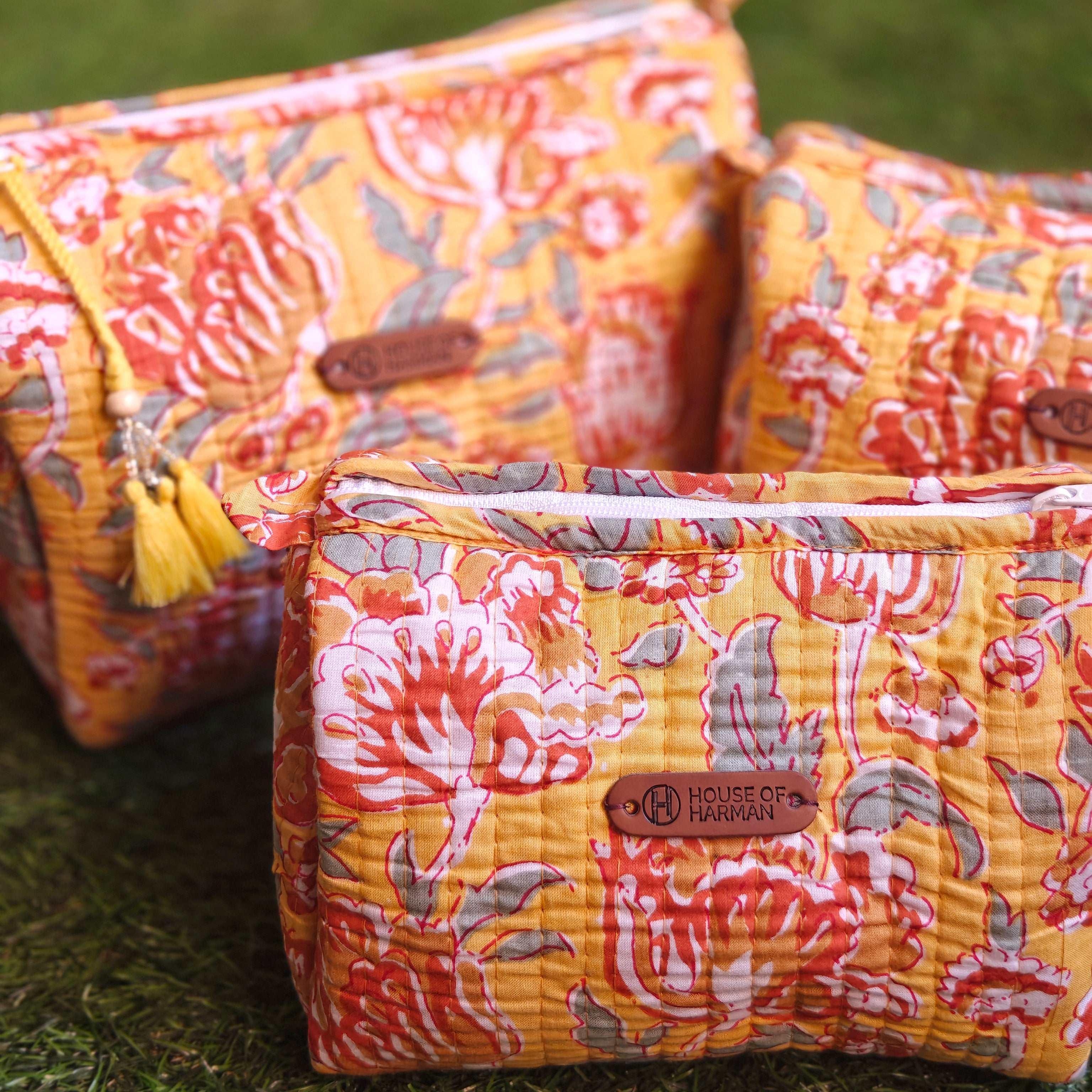 Multipurpose Pouches- Set of Three I Waterproof Lining I Four Mini Pockets Inside - HOUSE OF HARMAN