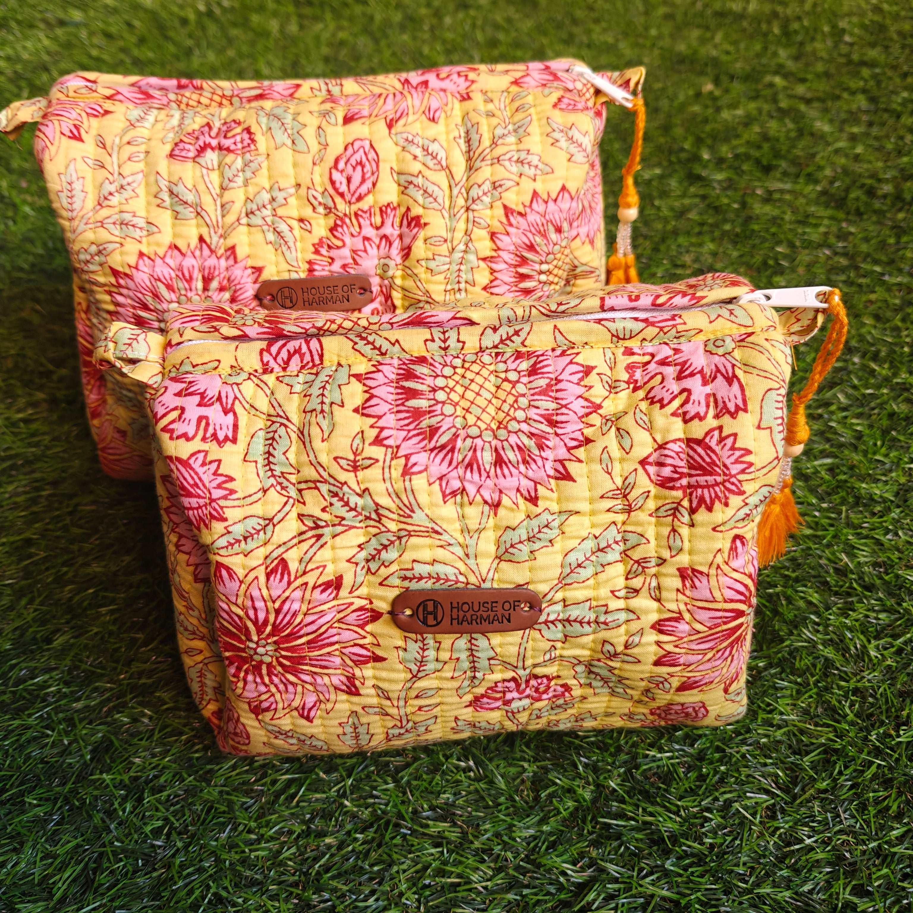 Multipurpose Pouches- Set of Three I Waterproof Lining I Four Mini Pockets Inside - HOUSE OF HARMAN