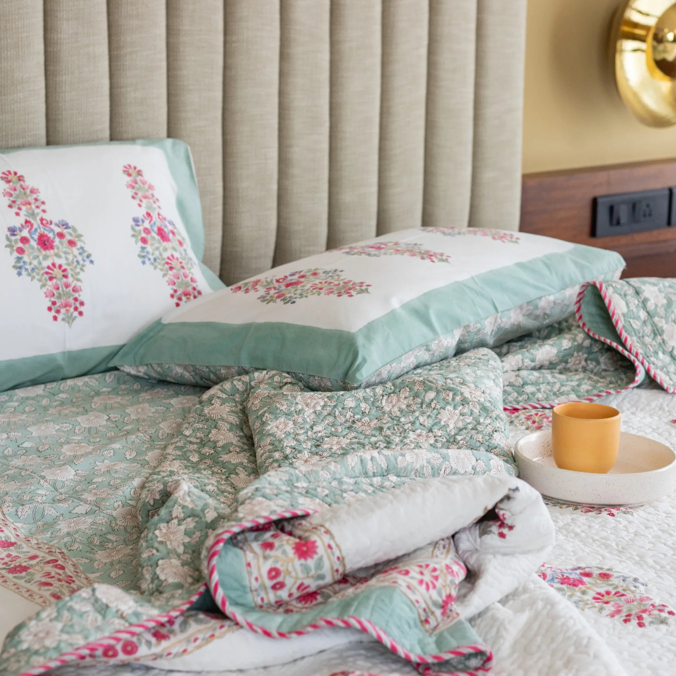 Earthy Floral Elegance Bedcover - HOUSE OF HARMAN