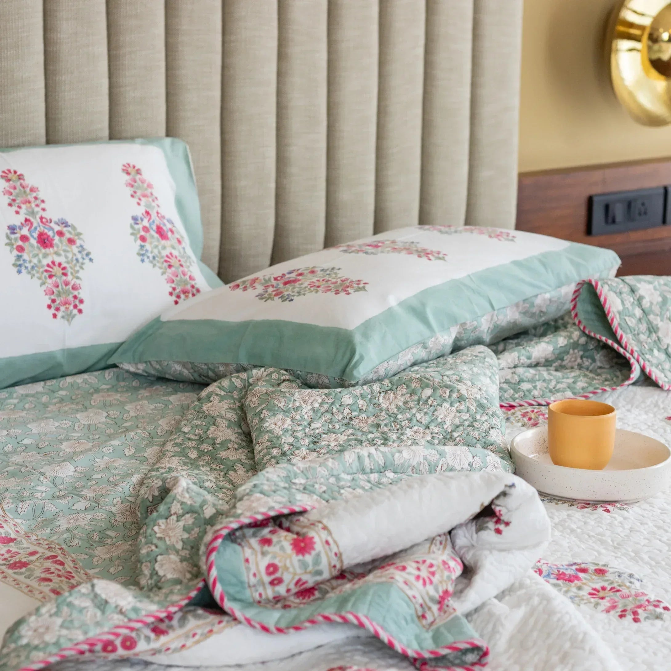 Earthy Floral Elegance Bedcover - HOUSE OF HARMAN