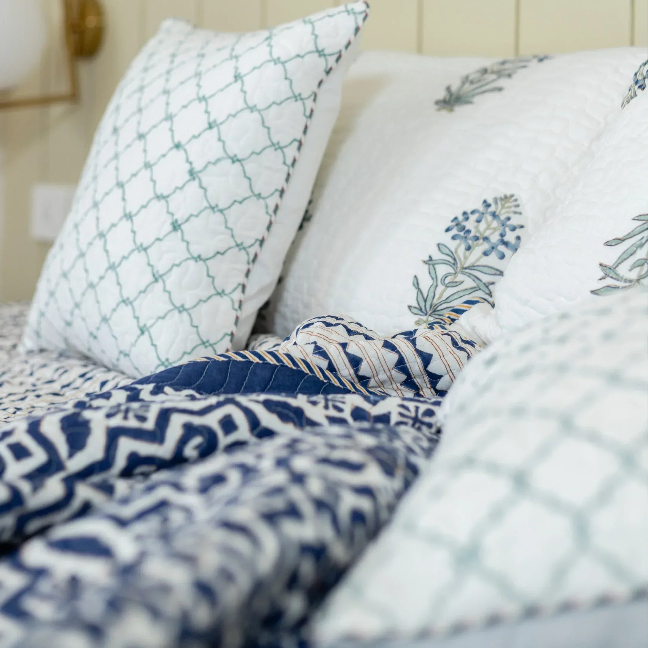 Indigo Lattice Dream Bedcover - HOUSE OF HARMAN