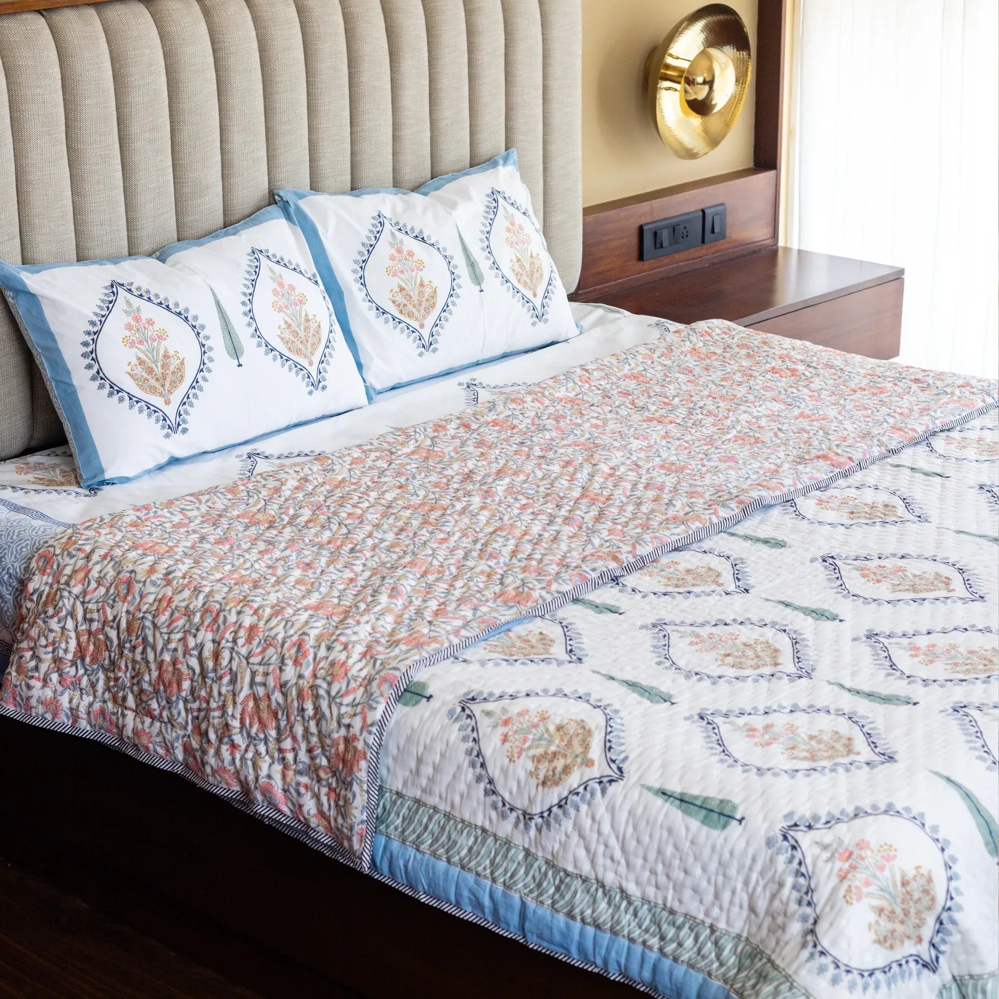 Sylvan Pine Symphony Bedsheet and Quilt - HOUSE OF HARMAN