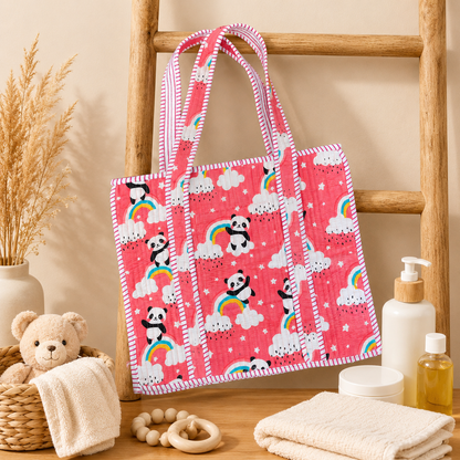 House of Harman Block Printed Tote Bag | Zipper Closure | 2 Inner Pockets | Ample Storage