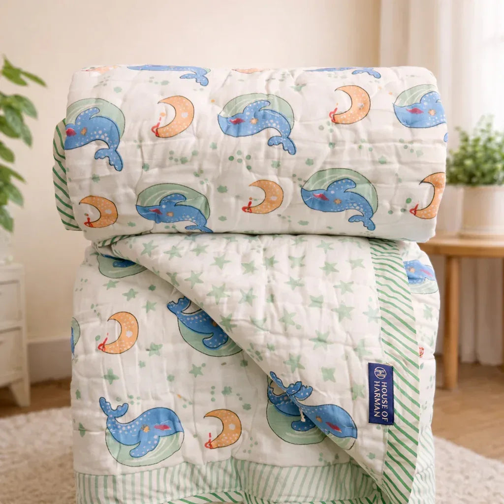 Moonlit Whales Baby Quilt