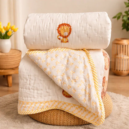 Sunny Jungle Cub Baby Quilt