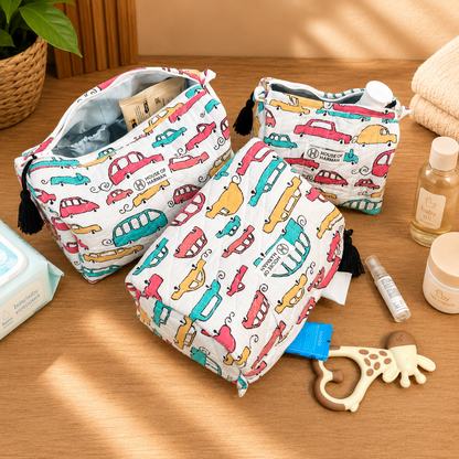 Multipurpose Pouches- Set of Three I Waterproof Lining I Four Mini Pockets Inside