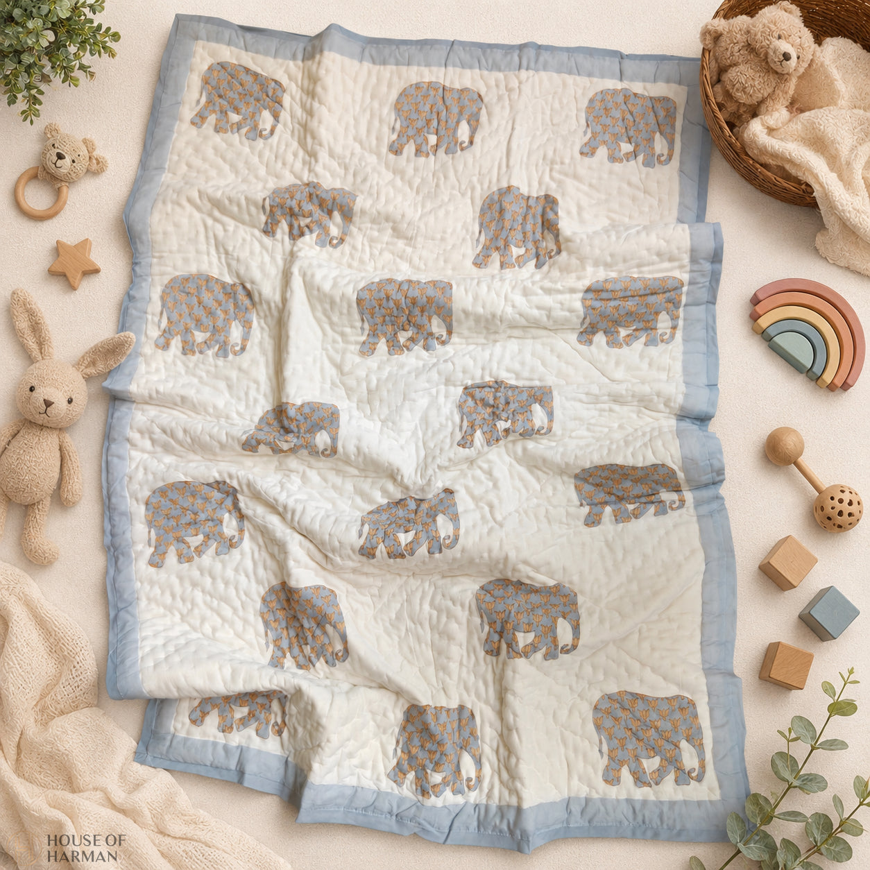 Tiny Tusk Dreams Baby Quilt