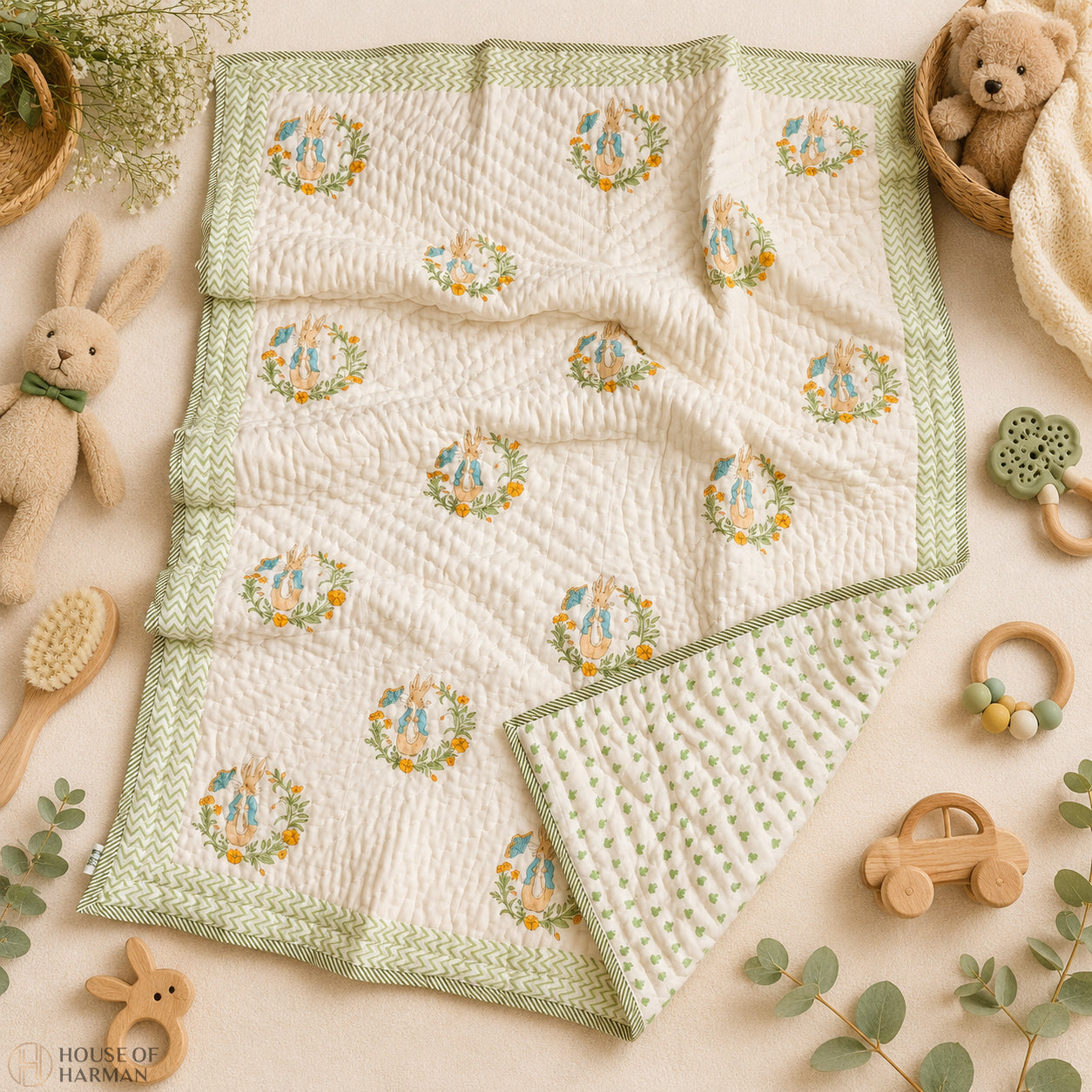 Bunny Bloom Tales Baby Quilt
