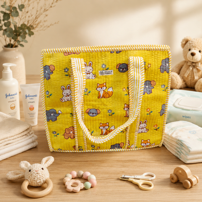 House of Harman Block Printed Tote Bag | Zipper Closure | 2 Inner Pockets | Ample Storage