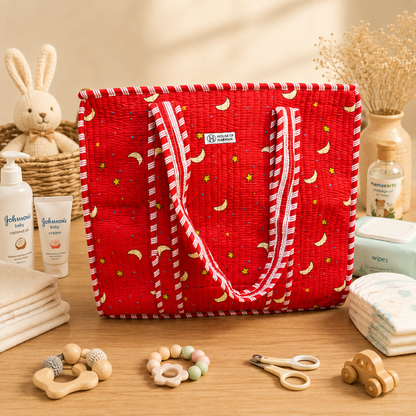 House of Harman Block Printed Tote Bag | Zipper Closure | 2 Inner Pockets | Ample Storage