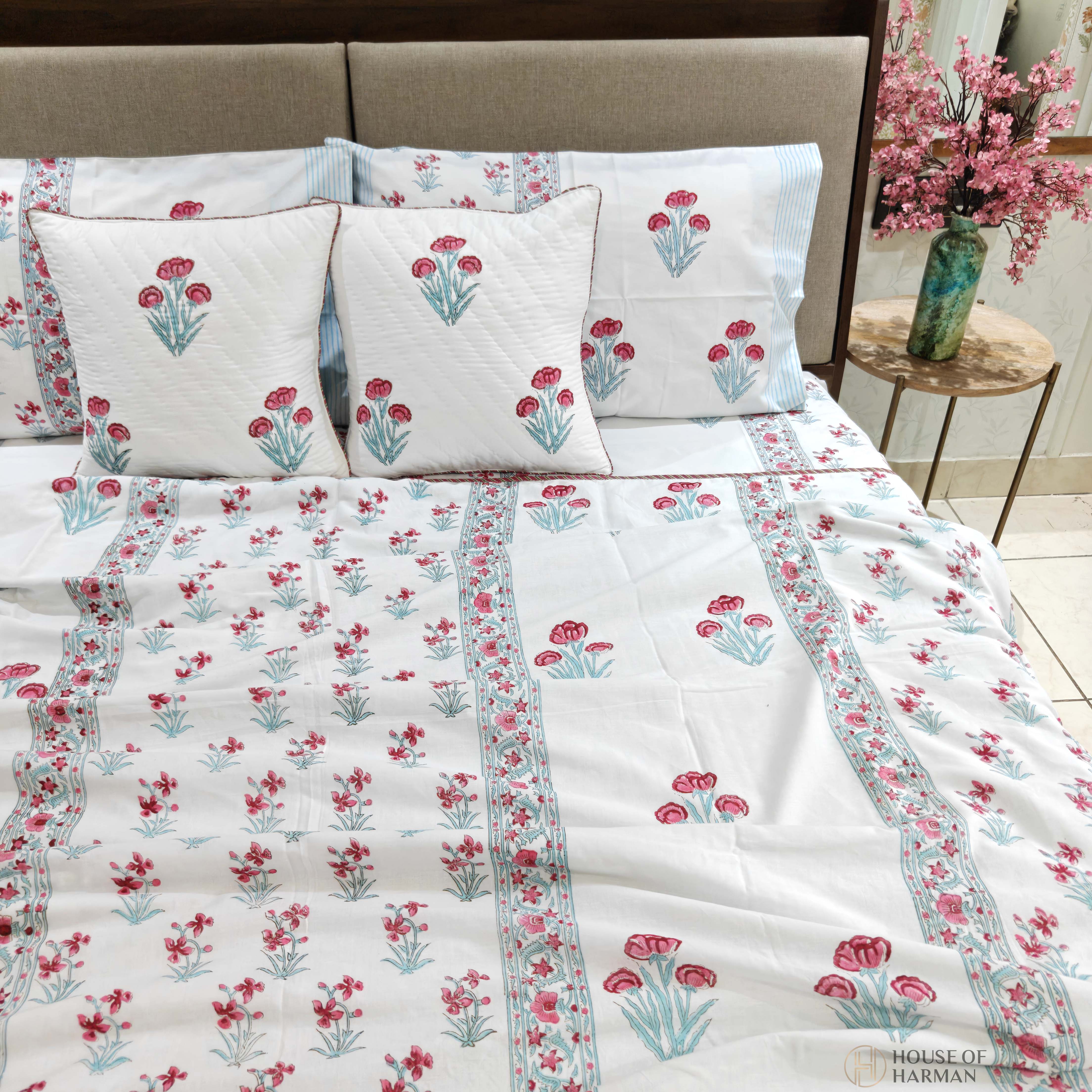 Pink Petal Dreams Bedsheet and Dohar