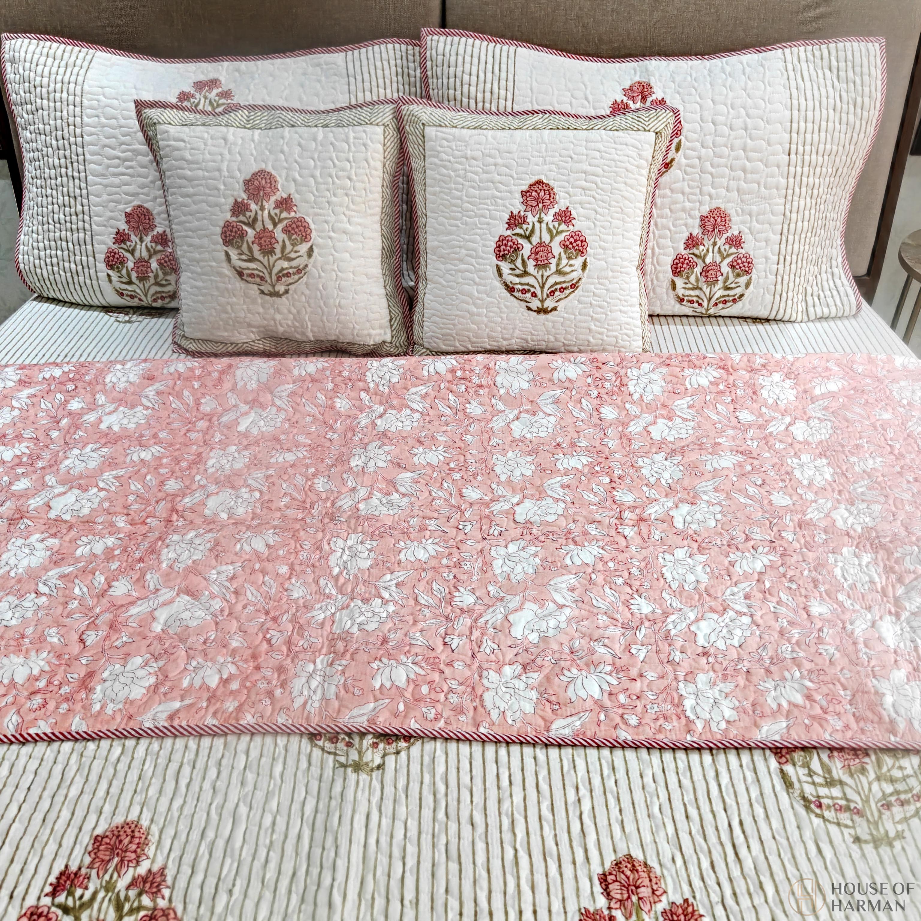Rosebud Meadow Lines Bedcover