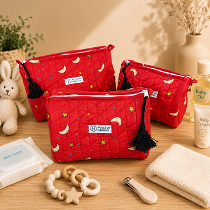 Multipurpose Pouches- Set of Three I Waterproof Lining I Four Mini Pockets Inside