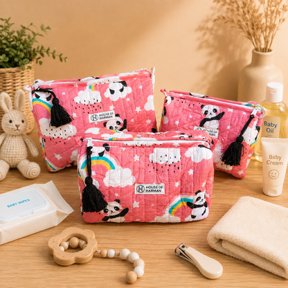 Multipurpose Pouches- Set of Three I Waterproof Lining I Four Mini Pockets Inside