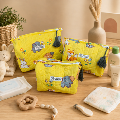 Multipurpose Pouches- Set of Three I Waterproof Lining I Four Mini Pockets Inside