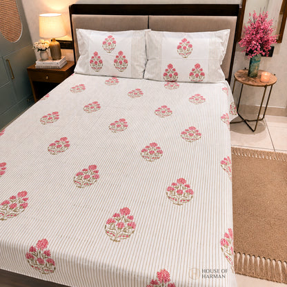 Rosebud Meadow Lines Bedsheet