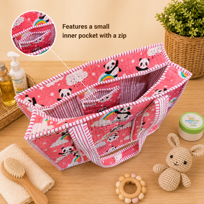 House of Harman Block Printed Tote Bag | Zipper Closure | 2 Inner Pockets | Ample Storage