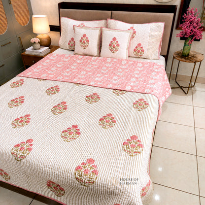 Rosebud Meadow Lines Bedcover