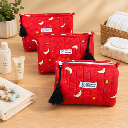 Multipurpose Pouches- Set of Three I Waterproof Lining I Four Mini Pockets Inside