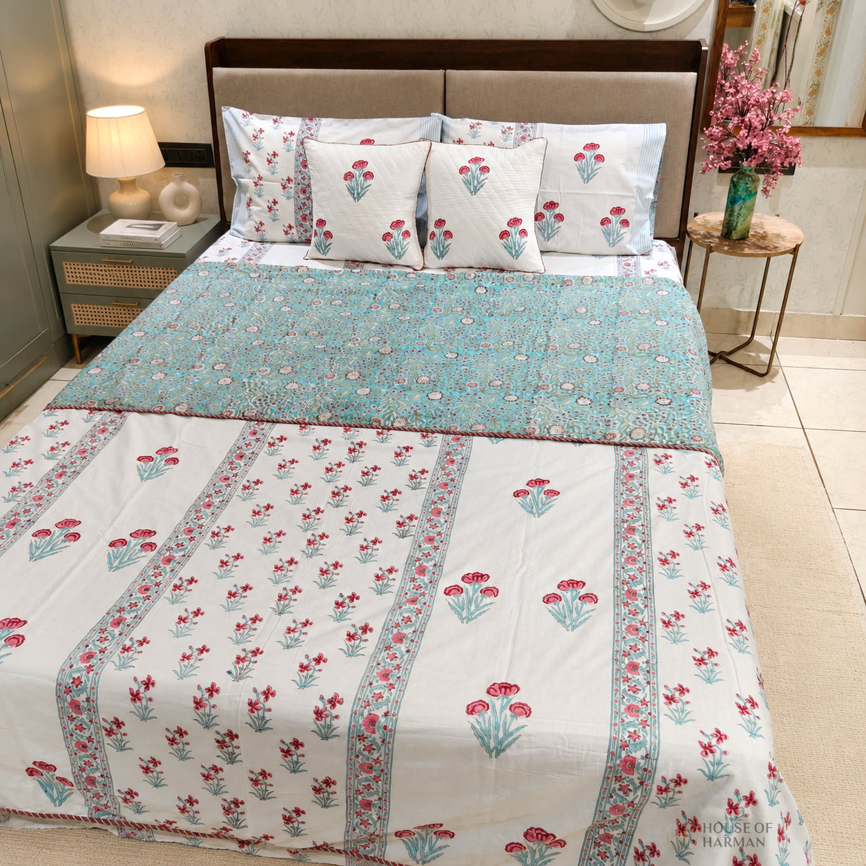 Pink Petal Dreams Bedsheet and Dohar