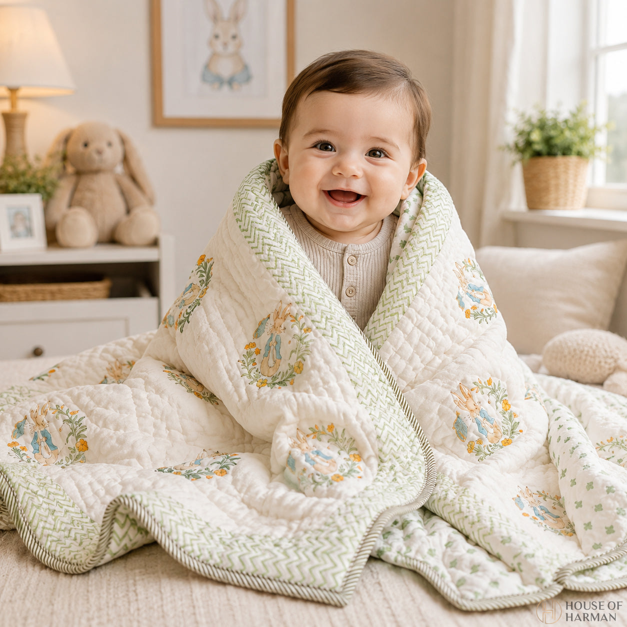 Bunny Bloom Tales Baby Quilt