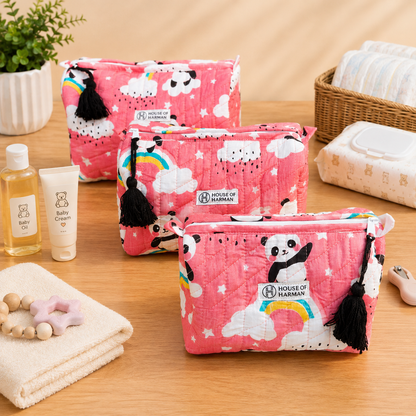 Multipurpose Pouches- Set of Three I Waterproof Lining I Four Mini Pockets Inside