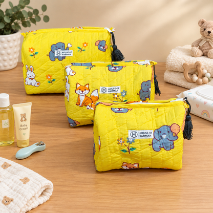 Multipurpose Pouches- Set of Three I Waterproof Lining I Four Mini Pockets Inside