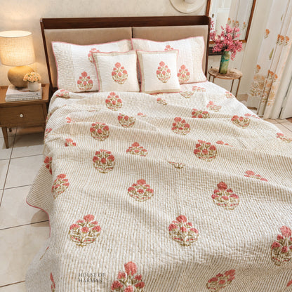 Rosebud Meadow Lines Bedcover