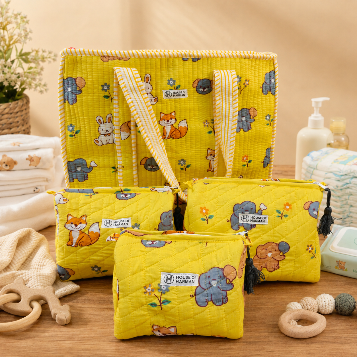 Set of Tote Bag and Multipurpose Pouches