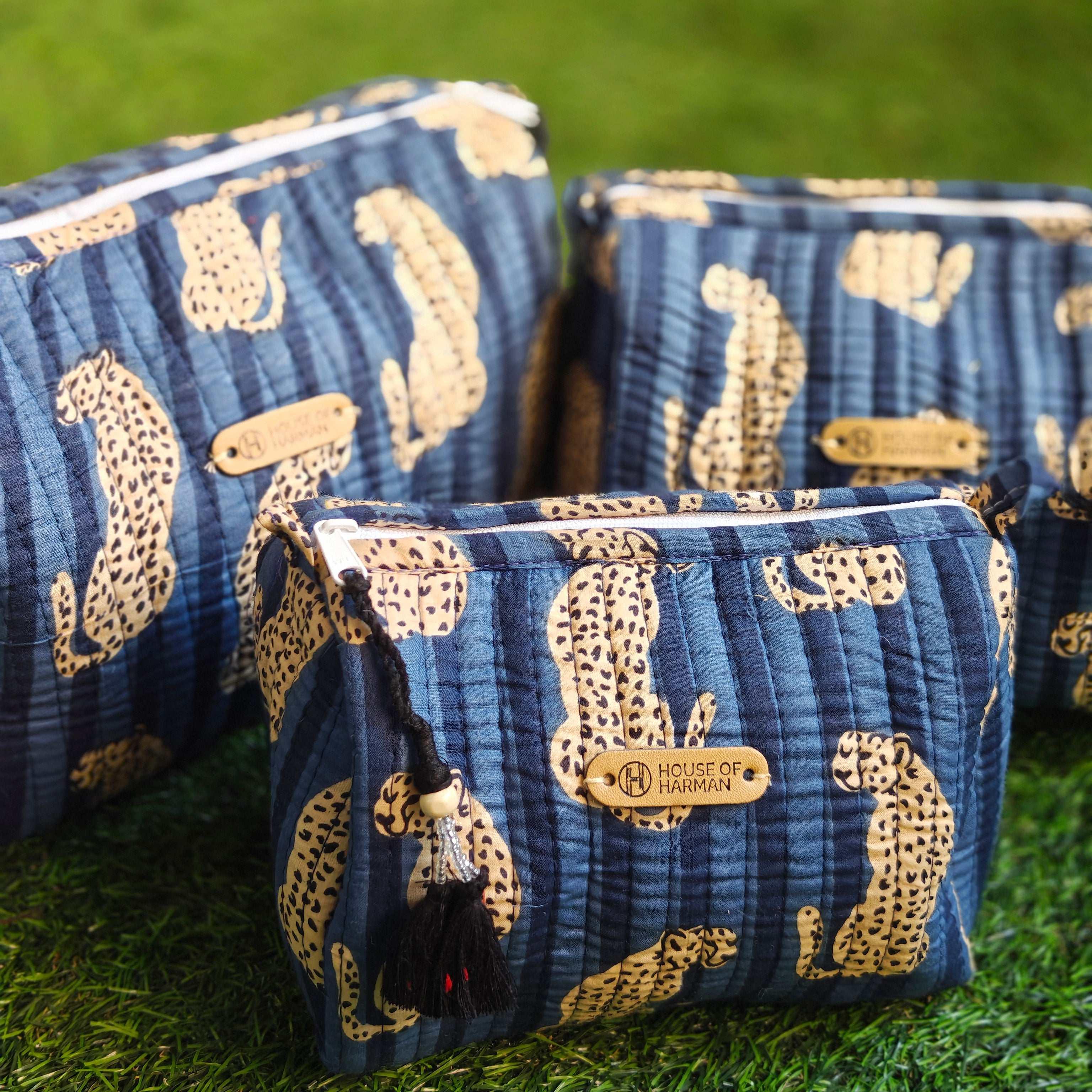 Multipurpose Pouches- Set of Three I Waterproof Lining I Four Mini Pockets Inside - HOUSE OF HARMAN