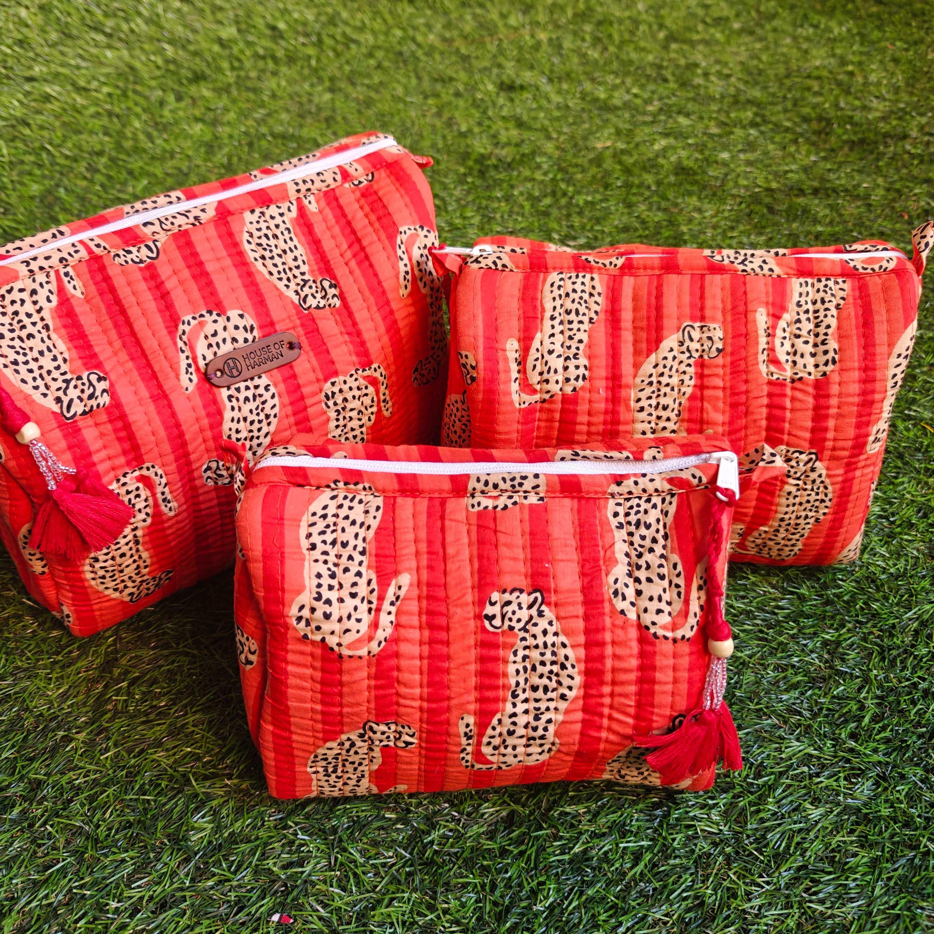 Multipurpose Pouches- Set of Three I Waterproof Lining I Four Mini Pockets Inside - HOUSE OF HARMAN