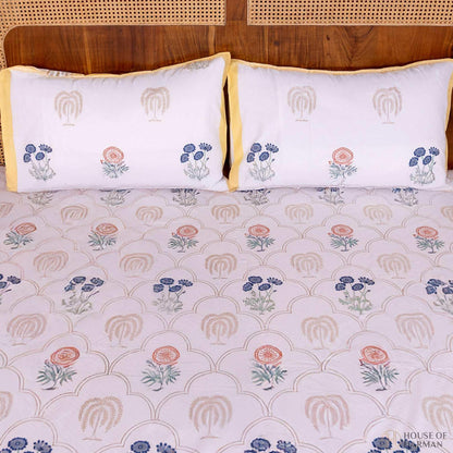 Elysian Floral Arches Bedsheet and Quilt - HOUSE OF HARMAN