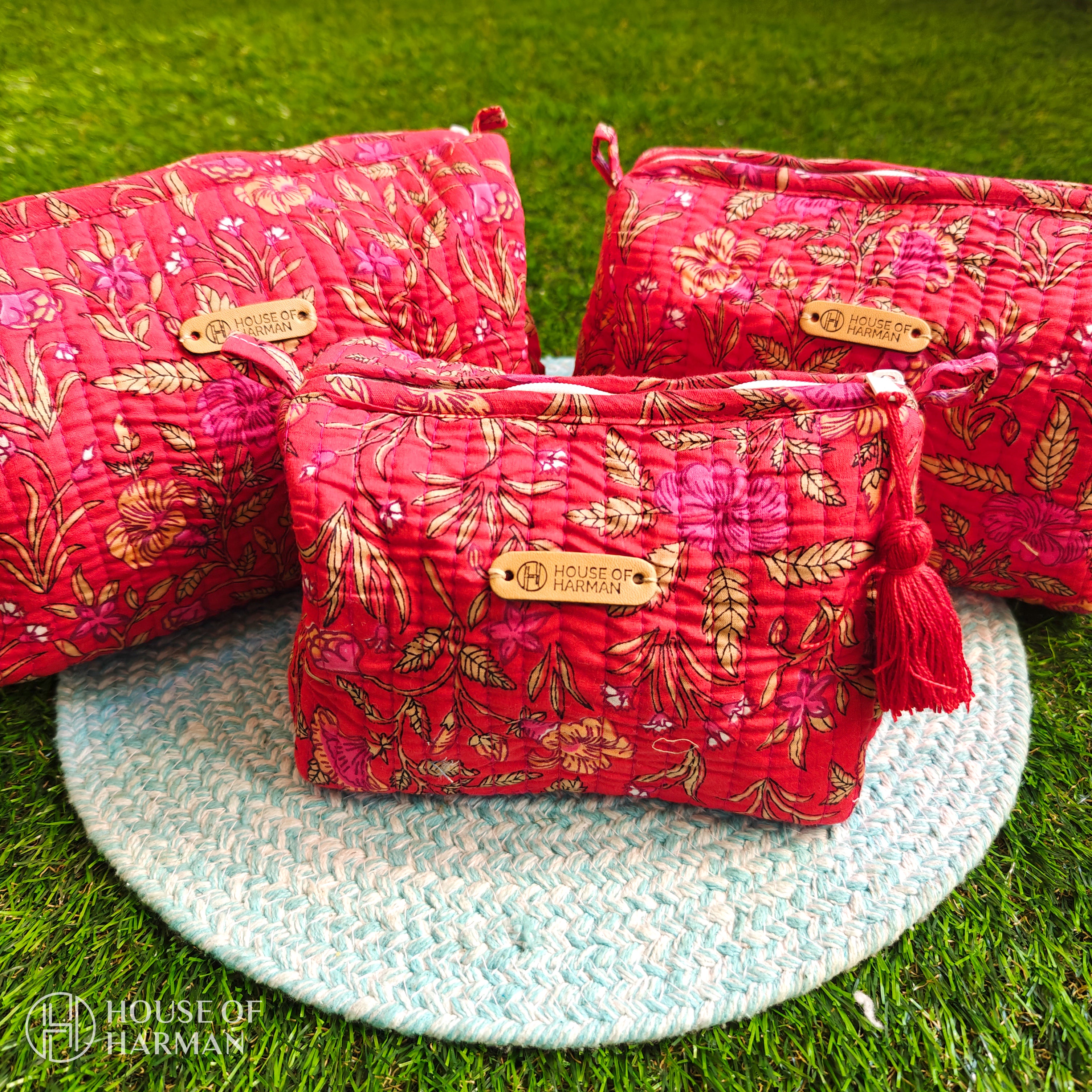 Multipurpose Pouches- Set of Three I Waterproof Lining I Four Mini Pockets Inside